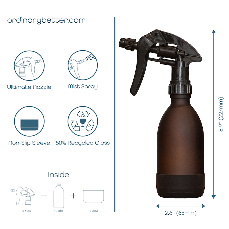 Frosted Amber Glass Spray Bottle | Mist and Spray